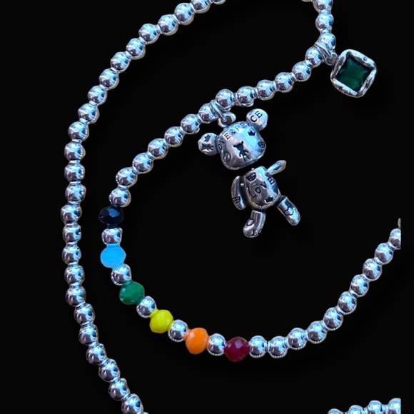 Articulated Teddy bear silver necklace - Picture 3 of 7